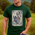Frenchie Dog Mom Tarot Card French Bulldog Skeleton Mom Men's Casual T-Shirt Forest
