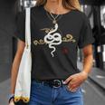 2025年、巳年、蛇、和風、白蛇デザイン Tシャツ 彼女への贈り物