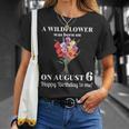 8月6日 誕生 花 グラジオラスとポピー 8月の誕生日 Tシャツ 彼女への贈り物