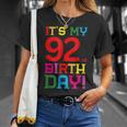 92歳 カラフル Happy Birthday Its My 92Th Birthday Tシャツ 彼女への贈り物