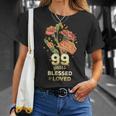 99歳祝福され愛された花 99歳の誕生日お母さんおばあちゃん Tシャツ 彼女への贈り物