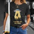 Area 51 Ufoハンターtシャツ エイリアン誘拐 I Want To Believe Tシャツ 彼女への贈り物