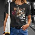 Arte De Flores De Leopardo Leopardo Animal Camiseta unisex Regalos para ella