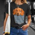 Beagle In My Pocket シャツ かわいい子犬 ダックスフンド ドッグシャツ Tシャツ 彼女への贈り物