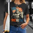 Bigfoot Merica Rock Patriotic American Flag 4Th Of July T-Shirt Gifts for Her