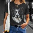 Border Collie Dog Motif Mandala Border Collie Camiseta unisex Regalos para ella