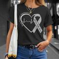 Brain Tumor Awareness Heart Brain Cancer Gray Ribbon Support T-Shirt Gifts for Her