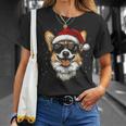 Corgi サンタハット 面白い かわいい 犬 ママ お父さん クリスマス Tシャツ 彼女への贈り物
