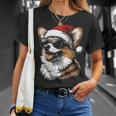 Corgi サンタハット 面白い かわいい 犬 ママ お父さん クリスマス 長袖tシャツ Tシャツ 彼女への贈り物