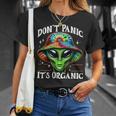 Don't Panic It's Organic Alien Ufo 面白いプリント Tシャツ 彼女への贈り物
