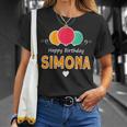 Feliz Cumpleaños Diciendoimona Cuello Camiseta unisex Regalos para ella