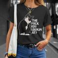 The Fuck You Lookin At 猫好きのための面白い下品なノベルティ Tシャツ 彼女への贈り物