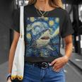 Shark Van Gogh Style Starry Night T-Shirt Gifts for Her