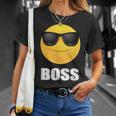 Girl & Boy Boss サングラス 顔文字シャツ クールな顔 Tシャツ 彼女への贈り物