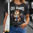 Go Hard Or Go Home 柴犬 犬 ウエイトリフティング フィットネス ジム Tシャツ 彼女への贈り物