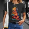 Golden Retriever Retro Gamerintage Gaming Amante De Los Perros Camiseta unisex Regalos para ella