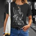 Guitarra Eléctrica Blanco Y Negro Diseño Arte Rock Blues Metal Camiseta unisex Regalos para ella