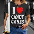 I Heart 愛 キャンディケーン 冬 ペパーミント クリスマス Tシャツ 彼女への贈り物
