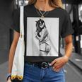 Hot Girl On 男性用 セクシー バッド キティ ピンナップガール B&W Tシャツ 彼女への贈り物