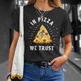 In Pizza We Trust Alleeing Eye Illuminati Faith Tシャツ 彼女への贈り物