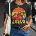 Jesus Has Your Back 柔術 レトロ クリスチャン Tシャツ 彼女への贈り物