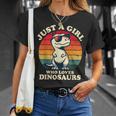 Just A Girl Who Loves Dinosaurs おもしろレトロ恐竜 T-Rex Tシャツ 彼女への贈り物