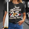 Just Married 25 Years Ago シルバーウェディング Tシャツ 彼女への贈り物