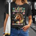 Just Really Like Horses グルーヴィーな乗馬 乗馬 Tシャツ 彼女への贈り物