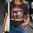 Kawaii Japonés Parejasamurai Ninja Gatos Guerrero Arte Camiseta unisex Regalos para ella