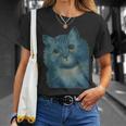 L Wain作 青い猫 Tシャツ 彼女への贈り物