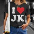 I Love Jk Initials I Heart JK First Last Name J K Tシャツ 彼女への贈り物