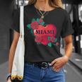 I Love Miami Miami Love Heart & Roses Illustration Graphic Tシャツ 彼女への贈り物