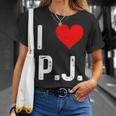 I Love Pj PJ ハート アンティーク調 長袖tシャツ Tシャツ 彼女への贈り物