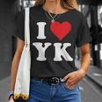 I Love Yk Initials I Heart YK First Last Name Y K Tシャツ 彼女への贈り物