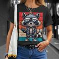Mapache Retro Rock Música Hombres Niños Es Divertido Mapacheintage Camiseta unisex Regalos para ella