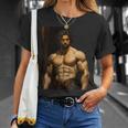 Muscle Man Bodybuilder Gay Daddy Classic Oil Paintingtyle Tシャツ 彼女への贈り物