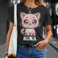 Nina かわいい猫 子猫デザイン 女の子 名前 ニーナ Tシャツ 彼女への贈り物