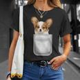 Papillon パピヨン 子犬 ポケットの中の犬 Tシャツ 彼女への贈り物
