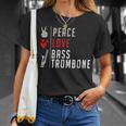 Peace Love Bass トロンボーン楽器 バス トロンボーン奏者 Tシャツ 彼女への贈り物