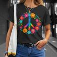 Peace Love Flower Power レトロ ヒッピー コスチューム タイダイ 60年代 70年代 Tシャツ 彼女への贈り物