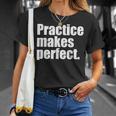 Practice Makes Perfect 継続は力なり 英語 文字入り 格言 黒 他カラー メンズ レディース Tシャツ 彼女への贈り物