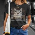 Rage Is Consuming Me 愚かな凝視猫ミーム Tシャツ 彼女への贈り物