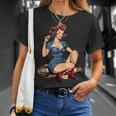 Retro Patriotic Pin-Upintage Usa Flag American Beauty Girl Tシャツ 彼女への贈り物