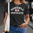 Russell Is Unathletic ユーモラスなアスリート プットダウン Tシャツ 彼女への贈り物
