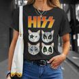 Hiss 猫 子猫 ニャー ロッカー パロディ バンド 面白い 猫好き Tシャツ 彼女への贈り物