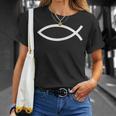 Símbolo De Pez Cristiano Pequeño Fe Amor Esperanza Camiseta unisex Regalos para ella