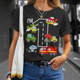 Soy 1 Cumpleaños Niño 1St Bday Coche Camión De Bomberos Avión Tractor Camiseta unisex Regalos para ella
