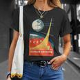 Sputnik Ussr ビンテージポスター製品 共産主義ソ連宇宙 Tシャツ 彼女への贈り物
