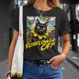 Sunflower Cat 黒猫 ひまわり 向日葵 アメコミ ネタアイテム Tシャツ 彼女への贈り物