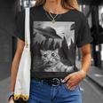 Ufo と面白い猫のセルフィー Tシャツ 彼女への贈り物